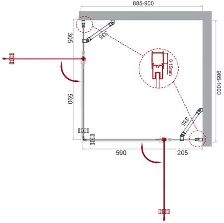 Душевой уголок BelBagno Etna 90х100 ETNA-AH-22-90/100-C-Cr профиль Хром стекло прозрачное 