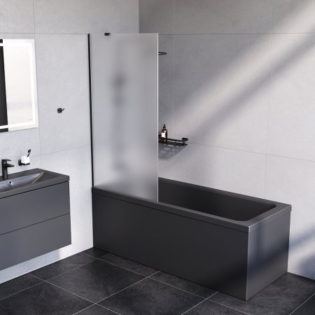 Шторка на ванну AM.PM Gem 80 W90BS-080-140BM профиль Черный матовый стекло матовое 