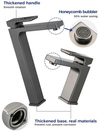 Смеситель для раковины Gappo G17-9 G1017-9 Оружейная сталь 