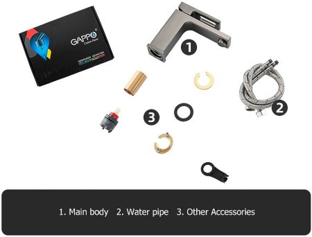 Смеситель для раковины Gappo G17-9 G1017-9 Оружейная сталь 