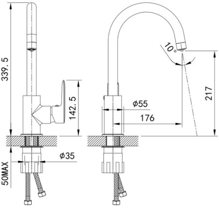 Смеситель для кухни с каналом для фильтрованной воды IDDIS Cuba (CUBSBFJi05) 