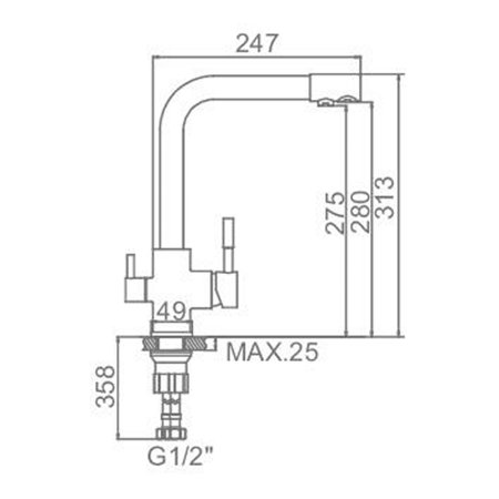 Смеситель для кухни Ledeme L4055B-3, чёрный 