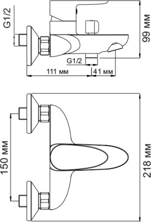 Смеситель WasserKRAFT Leine 3501 для ванны с душем 