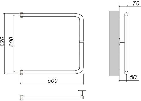 Водяной полотенцесушитель Grota Modesto 60х50 Хром 