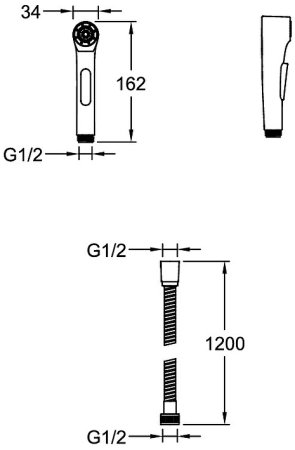 Гигиенический душ со смесителем Jacob Delafon Elate E25838-CP Хром 