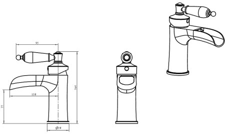 Смеситель для раковины Boheme Vogue Crystal 201-CRST Бронза 