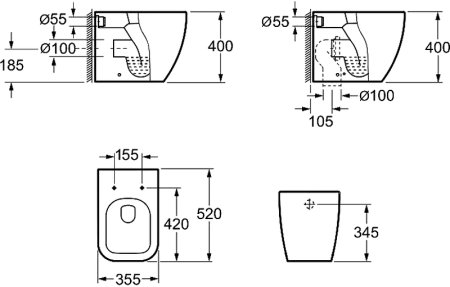 Унитаз Allen Brau Infinity 4.21003.20 приставной Белый без сиденья 