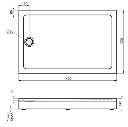 Поддон для душа Bas Олимпик 140x90 см NEW 
