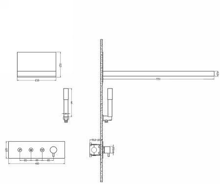 Душевая система Boheme Fusion 130-BCR Черная Хром 