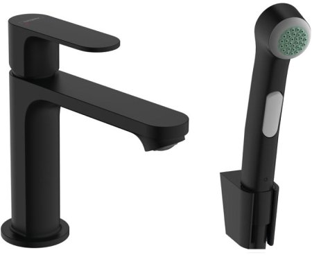 Смеситель для раковины Hansgrohe Rebris S 72215670 с гигиеническим душем Черный матовый 
