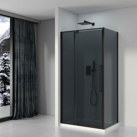 Душевой уголок Black&White Stellar Wind S812 BG 90x90 812900G профиль Черный матовый стекло серое 