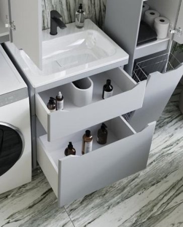 Тумба напольная "Марелла 60" (2 ящ.) Люкс антискрейтч серый, PLUS 