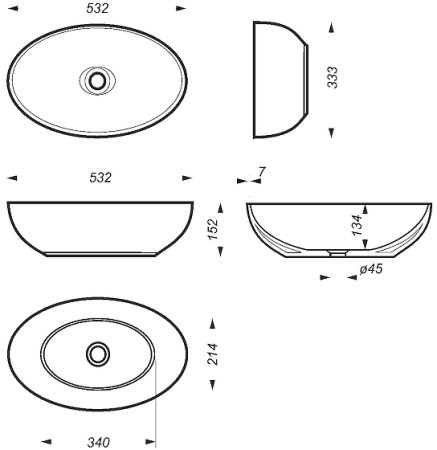 Раковина-чаша Sanita Luxe Ringo Slim 53 RNGSLWB01S Белая 