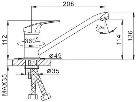 Смеситель для кухни Frap H39 F4239-B Хром 