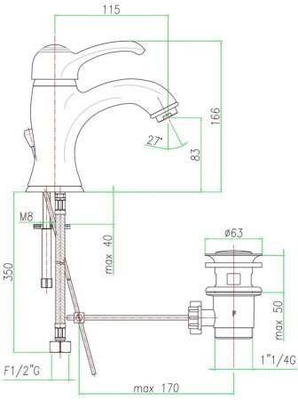 Смеситель для раковины Webert Armony AU830102060 медь 
