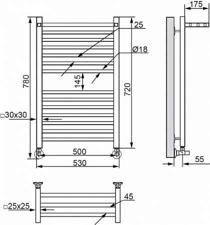 Полотенцесушитель водяной Ника Modern ЛМ-3 80/50, хром 