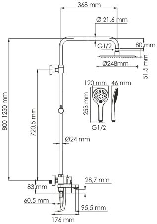 Душевая система WasserKRAFT A185.257.155.WM Белая матовая 