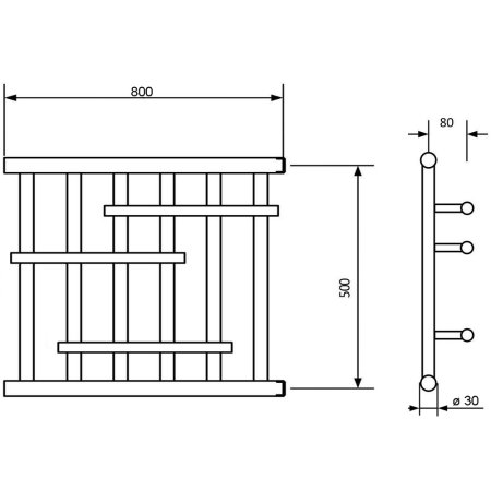 Полотенцесушитель водяной Ника Econ ПМ 6 ПМ6 50х80 