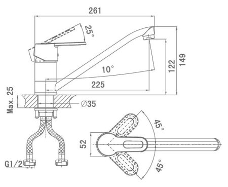 Смеситель для кухонной мойки D&K Erlangen Bayern DA1182301 