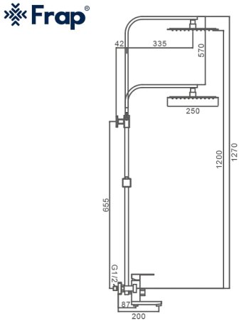Душевая система Frap H802 F24802 Нержавеющая сталь 