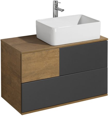 Тумба под раковину Aquaton Терра 85 1A247201TEKA0 подвесная Дуб кантри Антрацит 