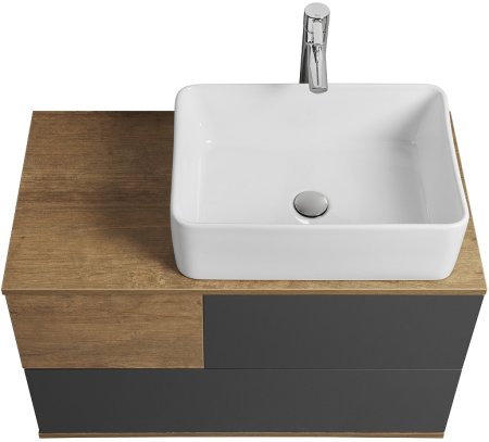 Тумба под раковину Aquaton Терра 85 1A247201TEKA0 подвесная Дуб кантри Антрацит 