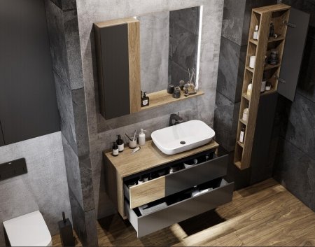 Тумба под раковину Aquaton Терра 85 1A247201TEKA0 подвесная Дуб кантри Антрацит 