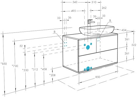 Тумба под раковину Aquaton Терра 85 1A247201TEKA0 подвесная Дуб кантри Антрацит 