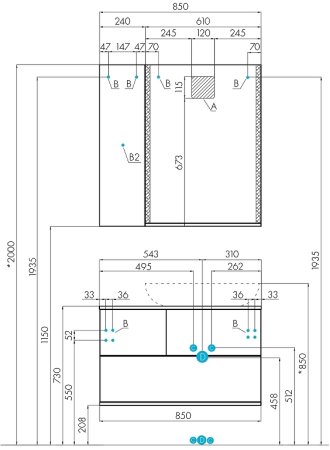 Тумба под раковину Aquaton Терра 85 1A247201TEKA0 подвесная Дуб кантри Антрацит 