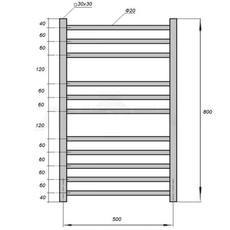 Полотенцесушитель электрический GROIS Alias GR-004 50х80 П11 белый 
