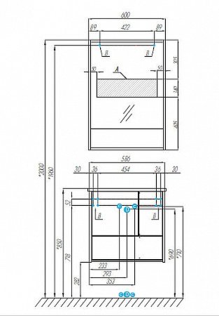 Тумба под раковину Aquaton Ривьера 60 1A238801RVX20 подвесная Белая матовая 