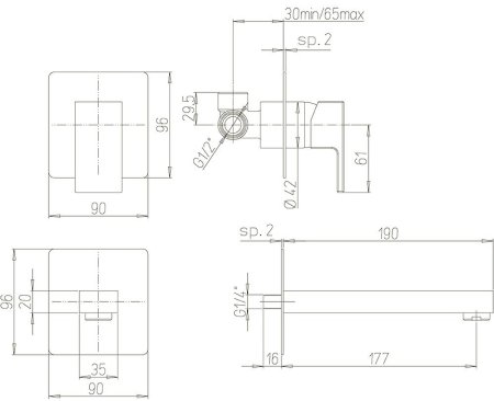 Смеситель для раковины Paini Dax-R 84PZ208RQ Черный матовый 