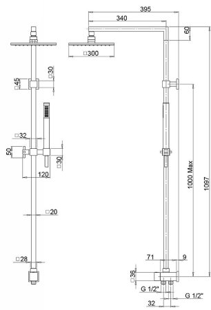 Душевая система Paini RS Q4 50CR191ARQ2P3 Хром 