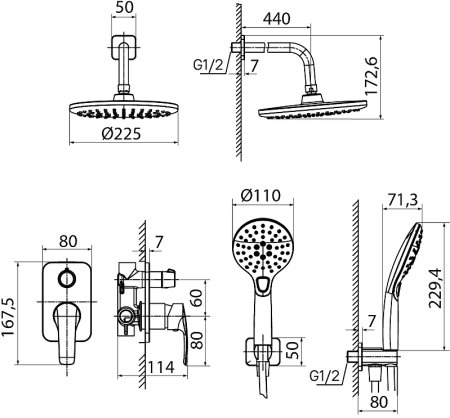 Душевая система Iddis Ray RAYSB02i67 Хром 