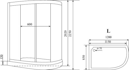 Душевая кабина Timo Standart T-6602 S L профиль серебристый матовый 