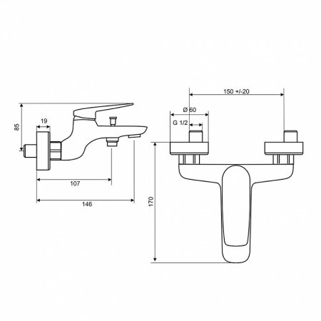 Смеситель для ванны Paini Laguna LAYO111 Черный матовый 