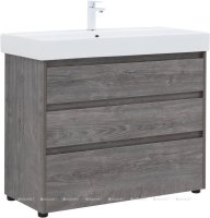 Тумба с раковиной Aquanet Nova Lite 100 дуб рошелье (3 ящика)