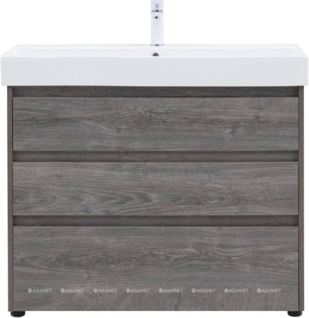 Тумба с раковиной Aquanet Nova Lite 100 дуб рошелье (3 ящика) 