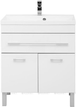 Тумба с раковиной Aquanet Верона 75 белый (напольная 1 ящик 2 дверцы) 