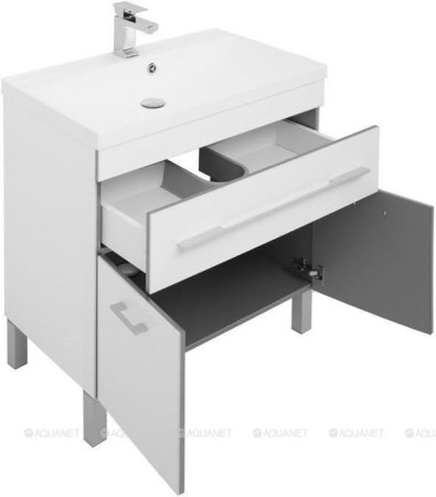Тумба с раковиной Aquanet Верона 75 белый (напольная 1 ящик 2 дверцы) 