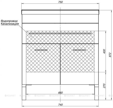 Тумба с раковиной Aquanet Верона 75 белый (напольная 1 ящик 2 дверцы) 