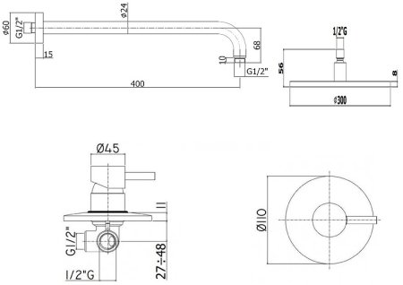 Душевая система Paffoni Light KITLIG011BOKING Белая матовая 
