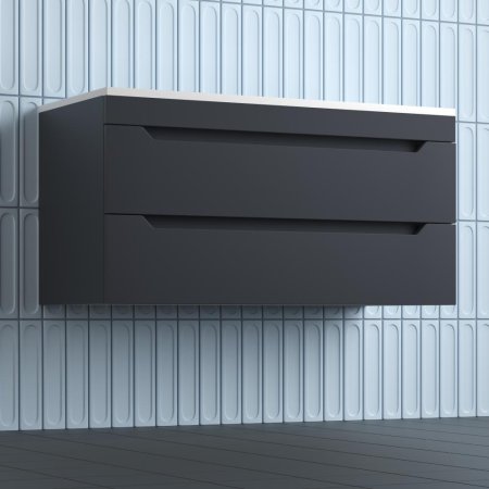 Тумба подвесная Style Line "Остин" под раковину Фортуна 100 2 ящ графит эмаль PLUS 