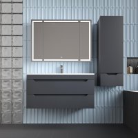 Тумба подвесная Style Line "Остин" под раковину Фортуна 100 2 ящ графит эмаль PLUS