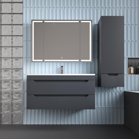 Тумба подвесная Style Line "Остин" под раковину Фортуна 100 2 ящ графит эмаль PLUS 