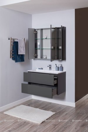 Зеркало-шкаф Aquanet Алвита 90 серый антрацит 