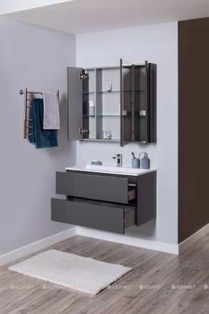 Зеркало-шкаф Aquanet Алвита 90 серый антрацит 