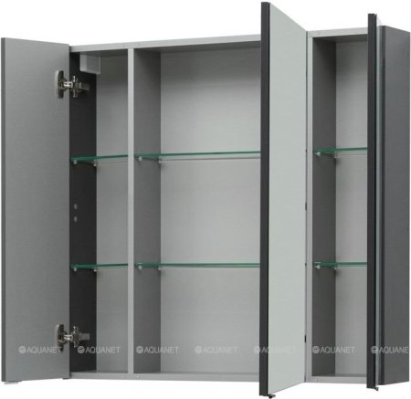Зеркало-шкаф Aquanet Алвита 90 серый антрацит 