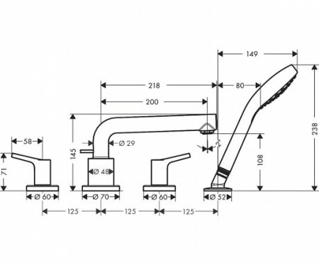 Термостат Hansgrohe Talis S 72419000 на борт ванны 