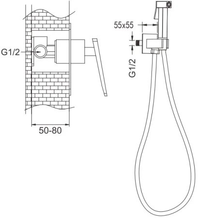Гигиенический душ со смесителем Rose R1605F, белый/хром 